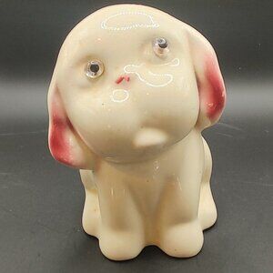 Vintage Pottery Glass Eyed Dog Cotton Tail